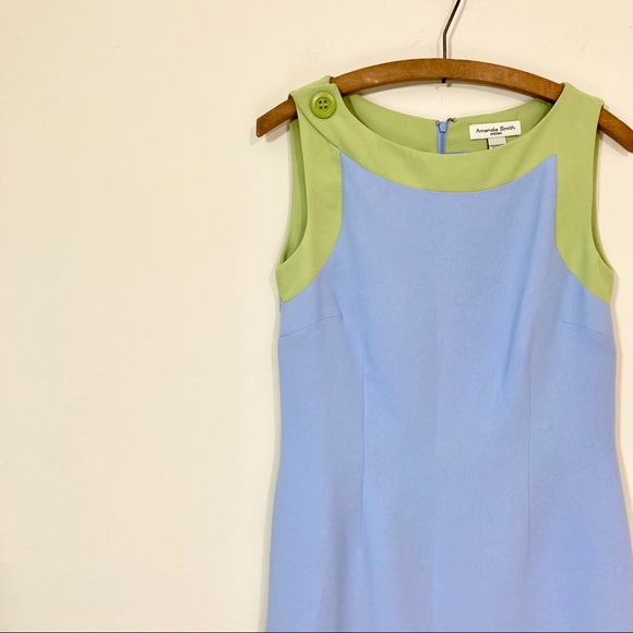 Blue and Lime Sleeveless Dress Size 8 Amanda Smith - Picture 2 of 7